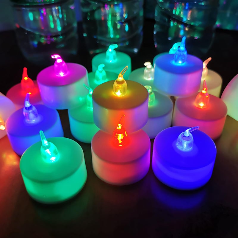 LANKER 24 Pack LED Tea Lights Candles, 7 Color Changing Flameless Tealights, Long Lasting Battery Operated Fake Candles, Decoration for Wedding, Halloween and Christmas (Multi-Color -24pcs) - Image 1